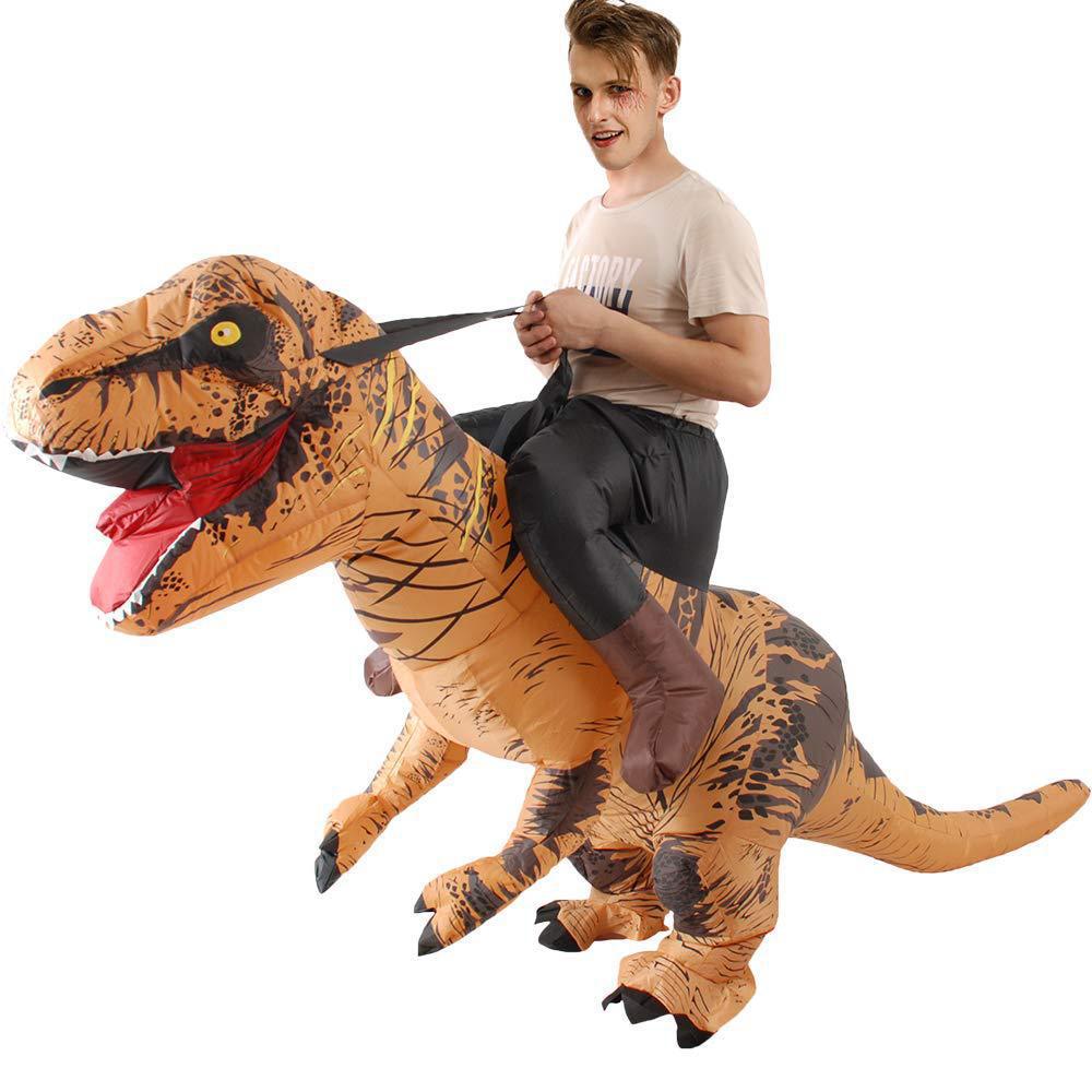 Inflatable Dinosaur Costume Adult - Adult Funny Riding Brown Dinosaur Jurassic