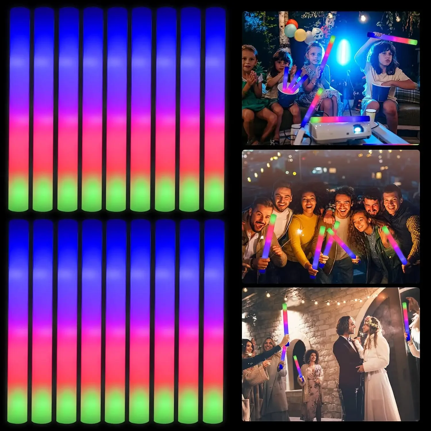 1Z-50PCS Led Foam Glow Sticks  - Flashing Led Foam Sticks Party 评论和价格