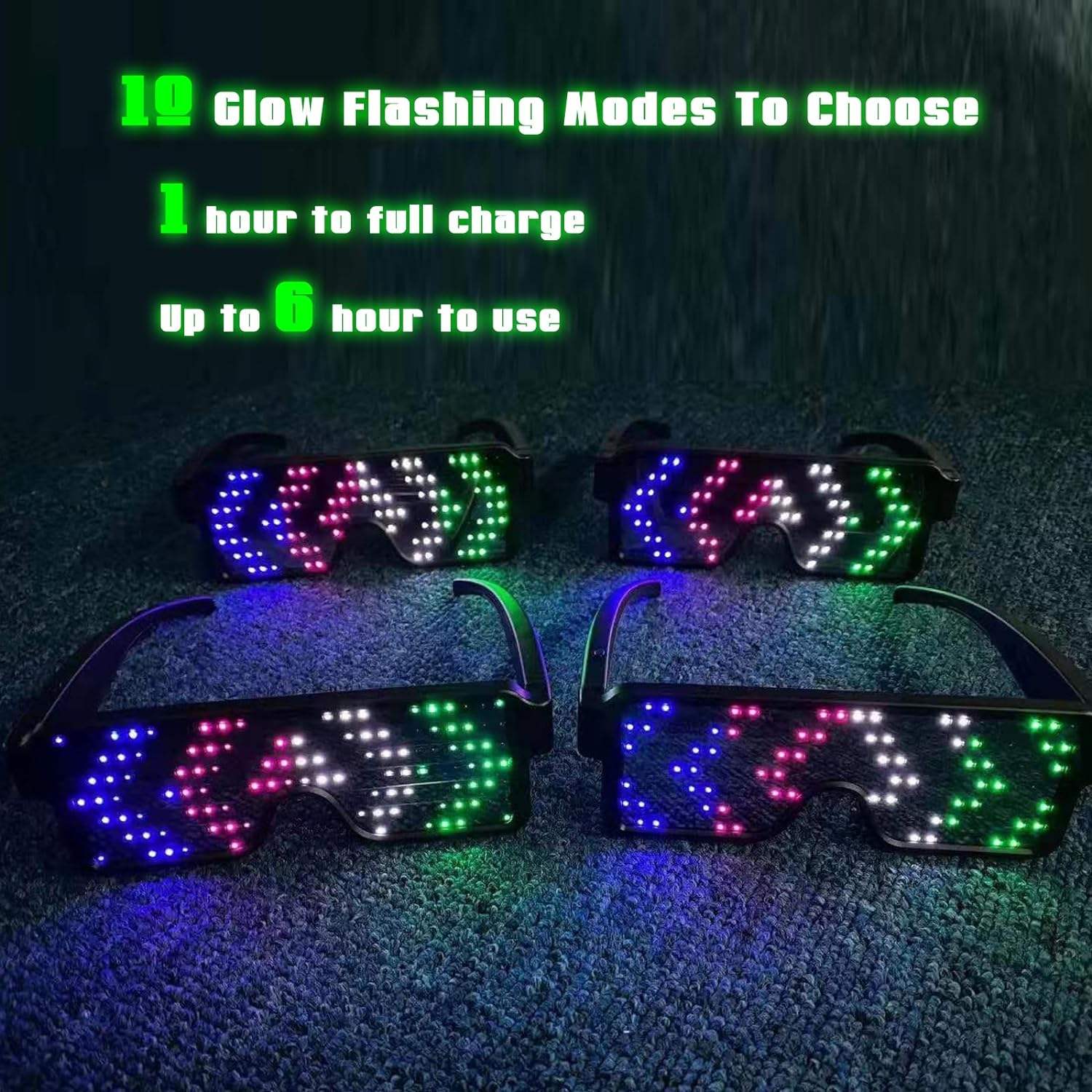 LED Glasses Light Up Dynamic P - Glow In The Dark Party Glasses 评论和价格