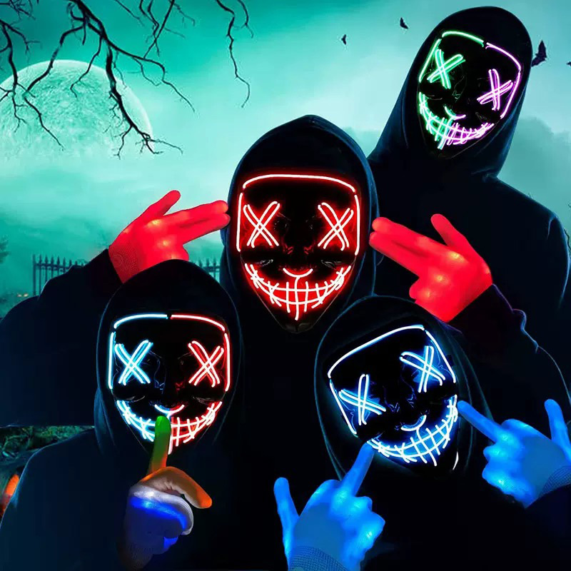 Wireless Neon Luminous Purge M - Led Purge Mask Halloween 评论和价格