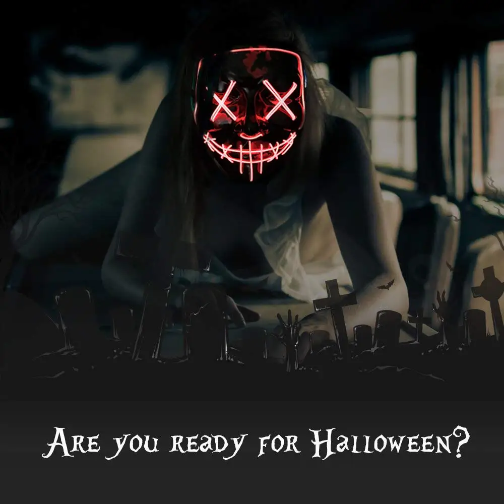 Adult Kids  Halloween Neon Led - Led Purge Mask Halloween 评论和价格