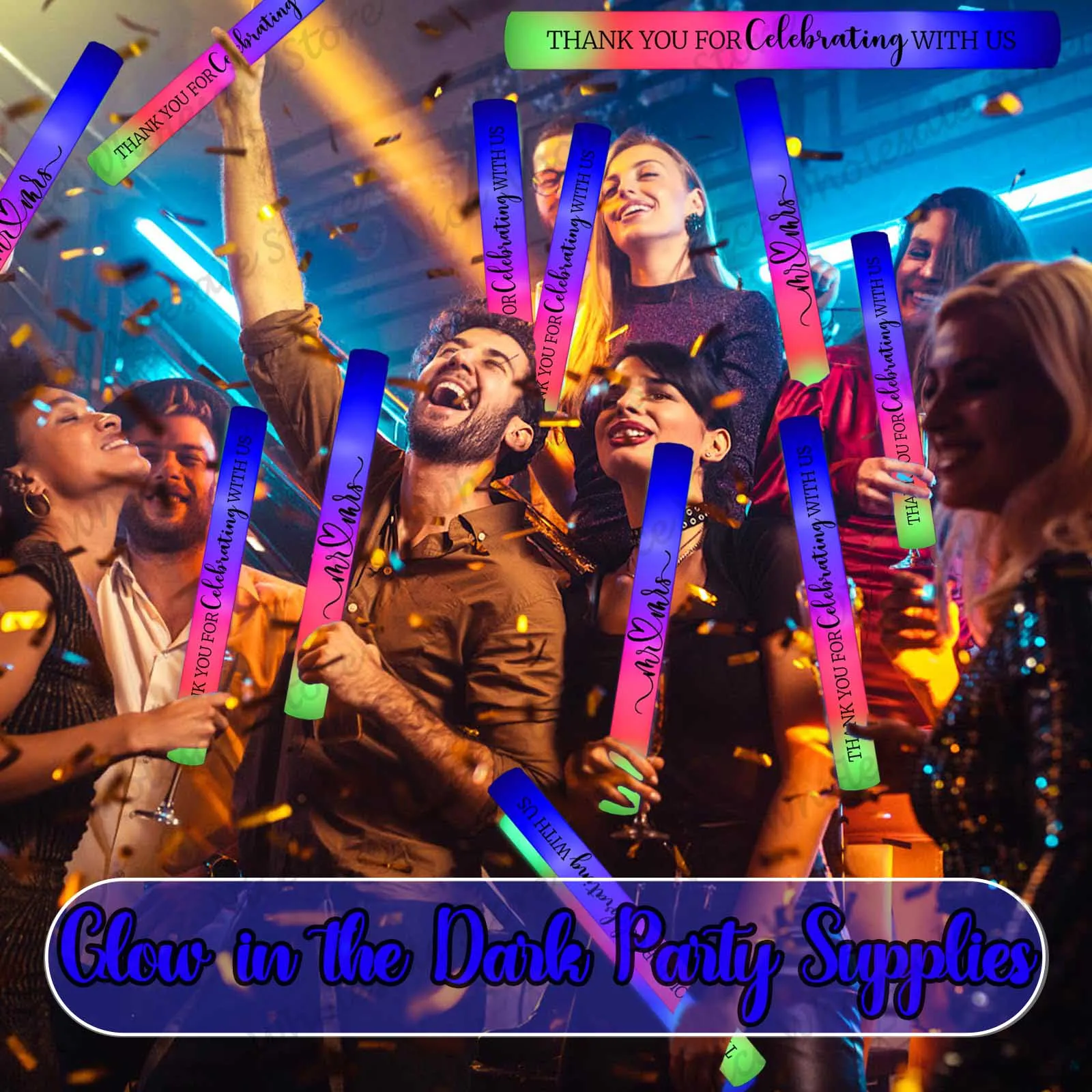 Bulk LED Glow Sticks 100-30PCS - Flashing Led Foam Sticks Party 评论和价格
