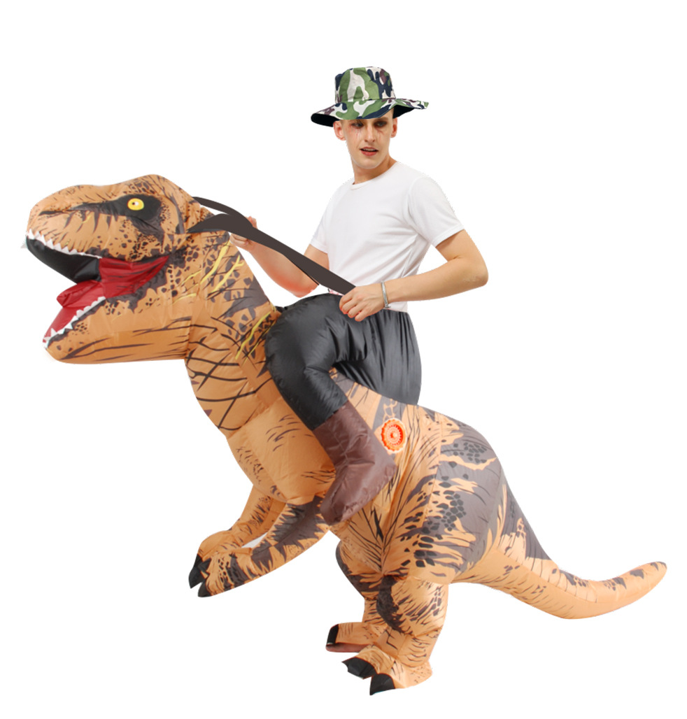 Adult Funny Riding Brown Dinos - Inflatable Dinosaur Costume Adult 评论和价格